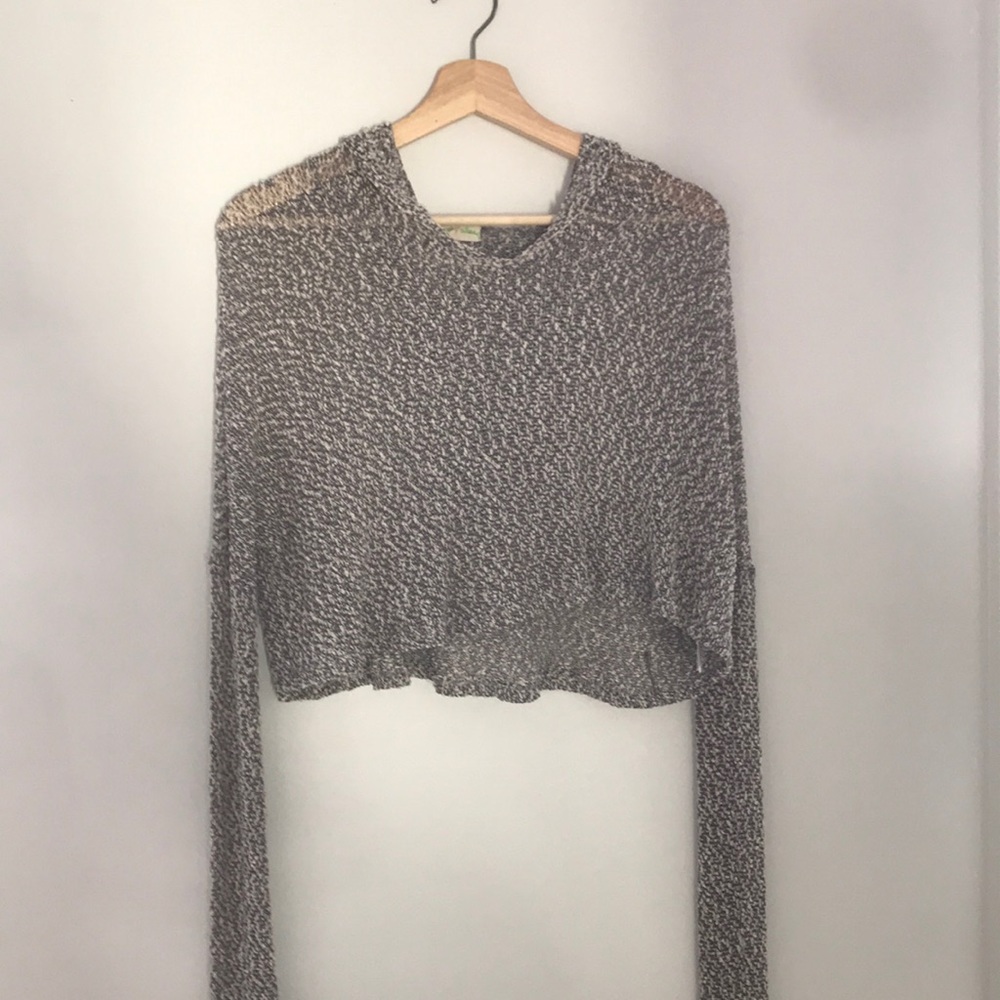 cropped polyester hooded top